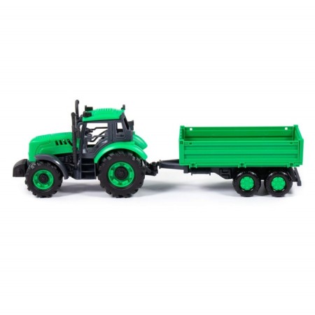Tractor "Progress" with an on -board trailer, inertial, green color-2