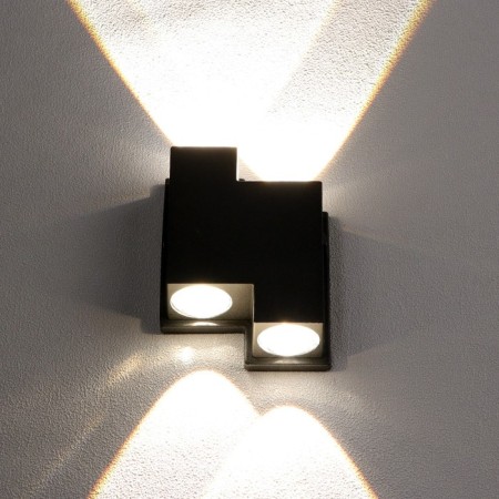 Facade lamp "Ray", FSD-010, 4 W, 3000K, 2 rays, IP65, 220 V, metal, black