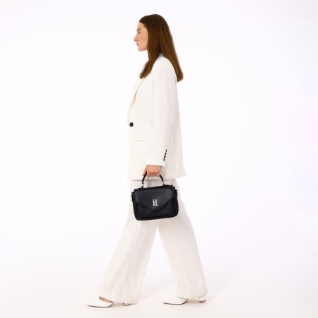 Women's bag on the Textura valve, small size, black color-9