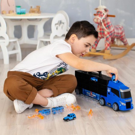 Auto -Vorot Case Givito "Police Plot", with cars, with tunnel, blue color, 51.5 cm-8