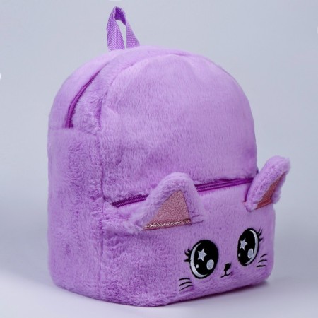 Baby backpack for a girl "Kitik", plush, purple color-1