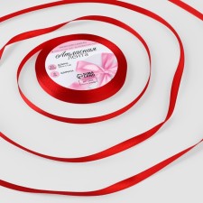 Satin tape, 6 mm × 23 ± 1 m, red red No. 26