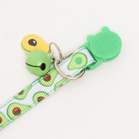Textile collar "avocado" with a bell and pendant, 19-32 x 1 cm-6