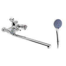 Bath mixer Zein Z3726, two -wound, pour 30 cm, watering can 5 modes, chrome