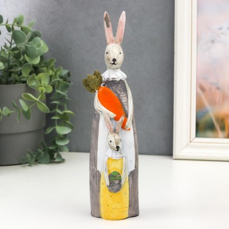 Polystone souvenir "Bunny with baby and carrot" 23x3.5x5.2 cm