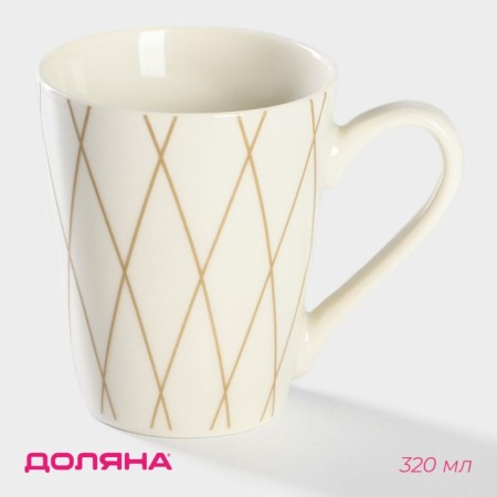 Porcelain share mug "Golden thread", 320 ml, white color