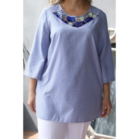 Female blouse, size 56, blue color-5