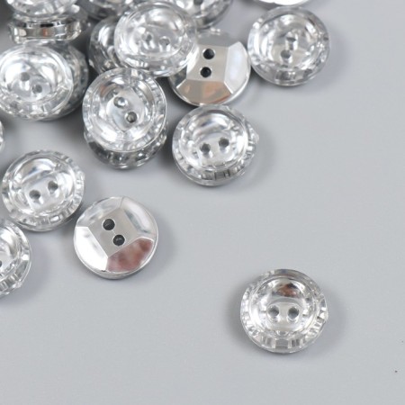 Buttons plastic for creativity 2 punctures "Crystal" set 40 pcs 1.1x1.1 cm