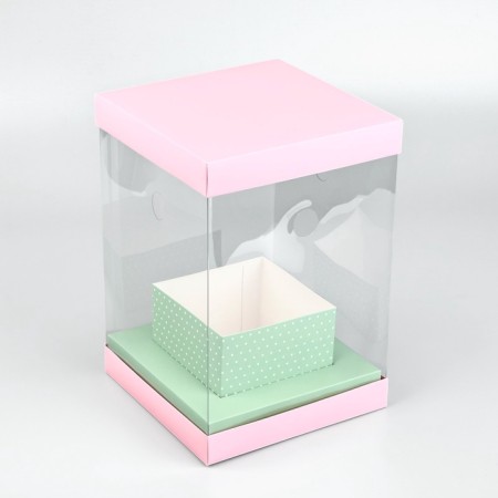 Box for flowers with a vase and PVC Windows Folding "Tenderness", 16 x 23 x 16 cm-1