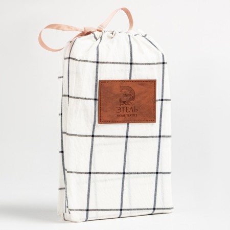 Set of pillowcases Ethel 50*70 cm - 2 pcs, "cage", color white/blue, greedy cotton, 140g/m2-3