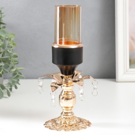 Summary Metal for 1 candle "Flower. Openwork stand" gold, black 22x9.5x9.5 cm-1