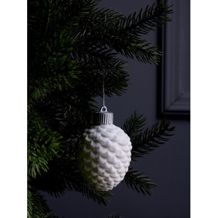 Christmas ball "bump" 6.5x6.5x8 cm, 1 LED, LR44X3 (in the set), T/white-1