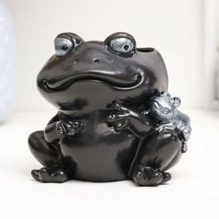Figure Kashpo "Frogs" Black-Serebro, 9cm-1