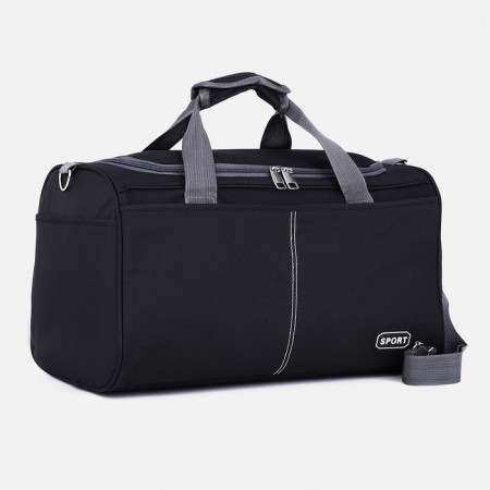 Sports bag with lightning, 2 outer pockets, long belt, black color