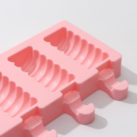 Form for ice cream shares "Monica", silicone, 19.5 × 11 cm, 4 cells (6.7 × 3.2 cm), color mix-6