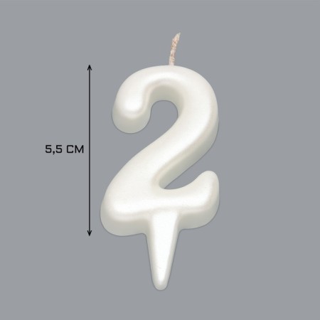 Candle for Cake "Oval" Figure "2", large, pearl, 5.5 cm-2