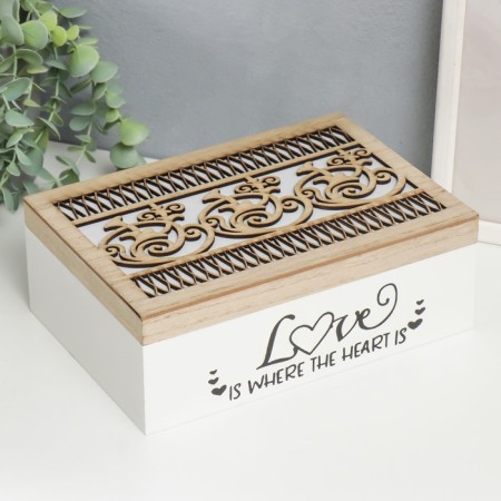 Casket tree with divisions "openwork thread" white 16.7x23.8x8 cm