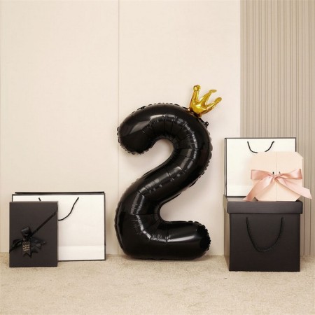 Foil ball 40 "" Number 2 with the crown ", the color is black-2