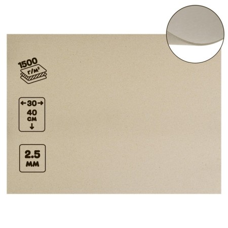 Binding cardboard (shelter) 2.5 mm, 30 x 40 cm, 1500 g/m2, gray