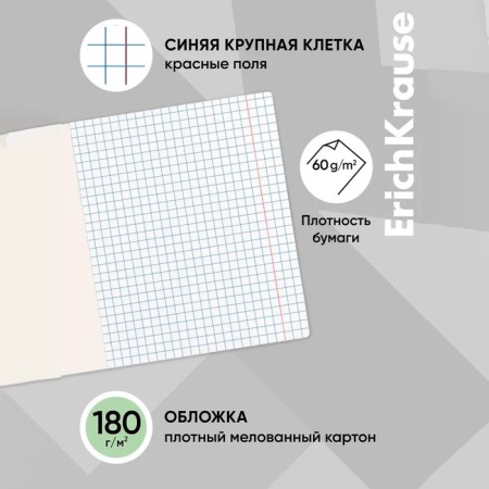 Notebook 12 sheets in the large cage of Erichkrause "Classic", cardboard cover, green-1