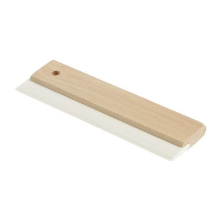 Rubber tundra spatula, white, with a wooden handle, 200 mm