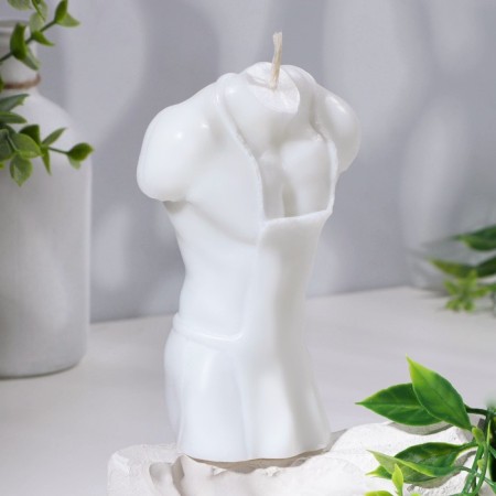 Figure candle "Male silhouette" in apron, 8x5x12.5 cm, white
