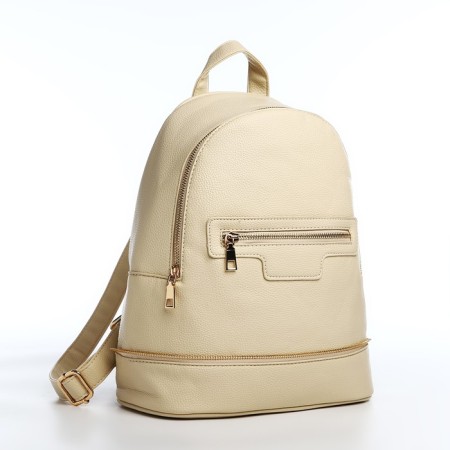Women's backpack made of artificial leather with lightning, 1 pocket, milk color