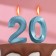 Candle in the cake Jubilee "line" (set 2 in 1), number 20, blue metallic, 6.5 cm