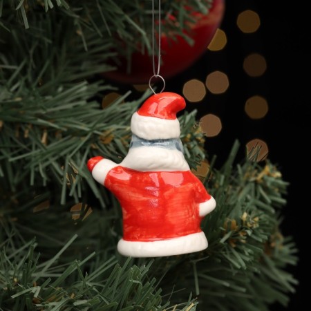 Fir -tree porcelain toy "Santa Claus", red fur coat, 7 cm-1