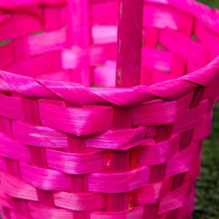 Wicker basket, bamboo, pink-3