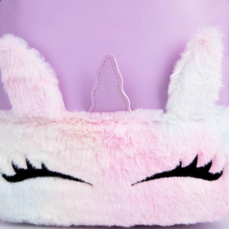 Open -leather backpack "Unicorn", with Plush pocket, 27x23 x 10 cm-2