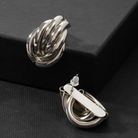 Earrings Metal "Geometry" depth, color silver-2