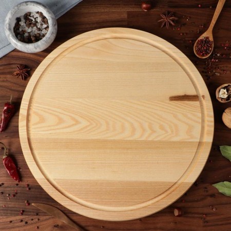 Menzhitsa Wooden "Round", with a cutting board and a saucer, D-35 cm, an array of ash-1