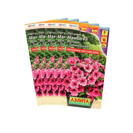Petunia mambo F1 pink with veins multi -flowered, set 5 pcs