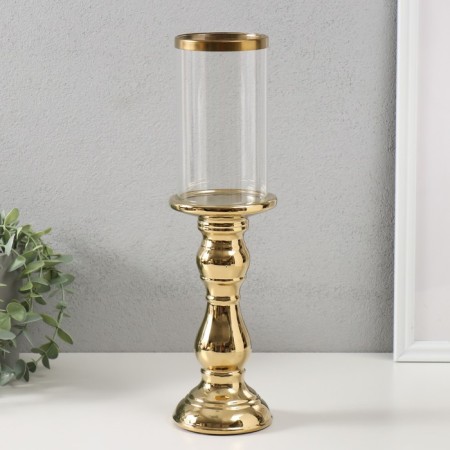 Ceramics candlestick, glass for 1 candle "lira" d = 8 cm gold 9.3x9.3x34 cm-1