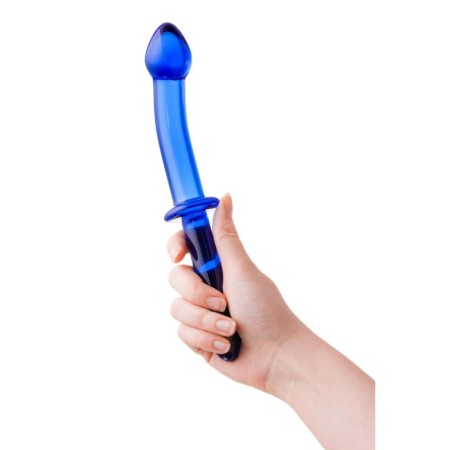 Sexus Glass bilateral phallimitator, glass, blue, 25 cm-3