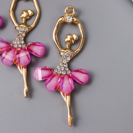Decor for creativity Metal "Ballerina in the pink pack" gold, rhinestones 6x2.8 cm