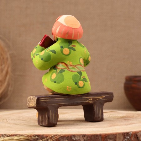 Kovrovsky toy "Bench Grandfather with a balalaika", ceramics-2