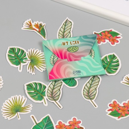Stickers for creativity "Exotic leaves" embossing gold set 48 pcs 9x7x0.8 cm-6
