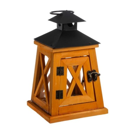 Summary tree on 1 candle "Lantern Trapezius" Brown yellow 20.5x12.5x12.5 cm-4