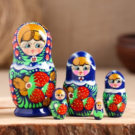 Nesting doll "Blue Dress", 5-doll, 10 cm, manual painting
