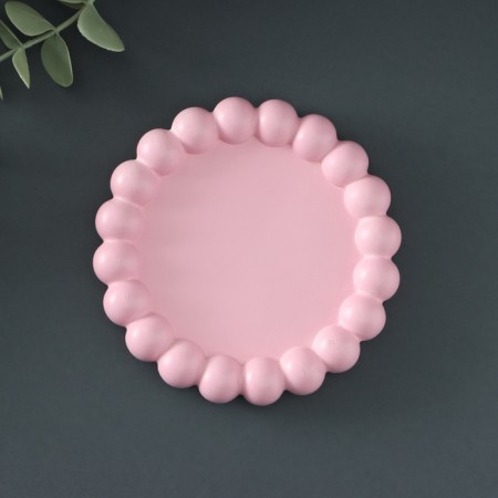 Steel stand - the candlestick "beads" 12x2cm, pink-1