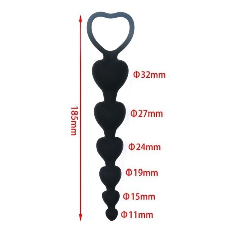 Анальные шарики Оки-Чпоки, Soft touch silicone, d= 11-32 мм, h= 140 мм, черный-2