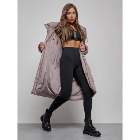 Coat insulated winter female, size 46, brown color-11