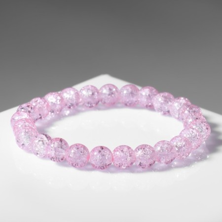 Bracelet ball No. 8 "Quartz Sugar", light pink color