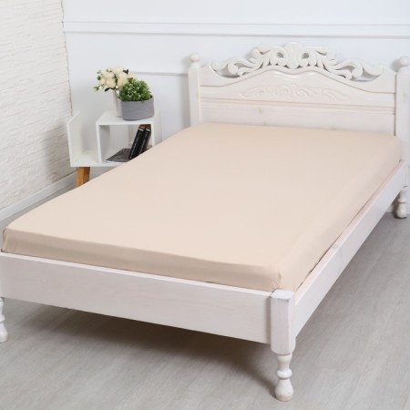 Bishop on the elastic band ATRA 180x200x20, beige calico 120g/m, cotton
