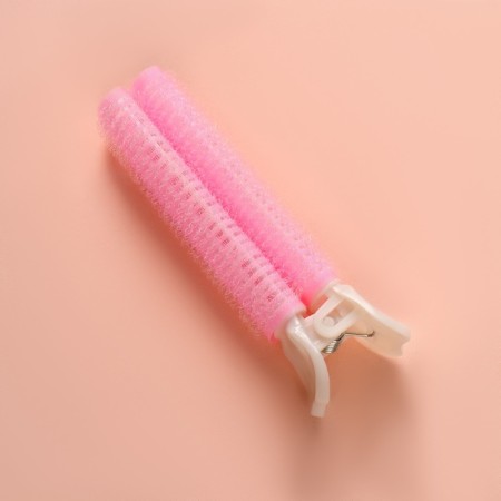 Bigudi for a basal volume, with a clamp, 2 × 1 cm, 10.7 cm, pink/beige color-8