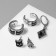 Earrings "Kaffa" cat and skull, 5 pcs., Black color in silver