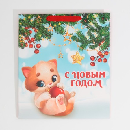 Laminated vertical "Playful kitten", M 26 x 30 x 9 cm, New Year-6