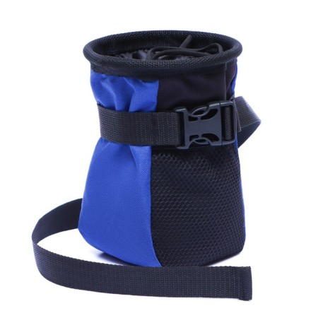 Training handbag for treats with belt for attaching to a belt, blue